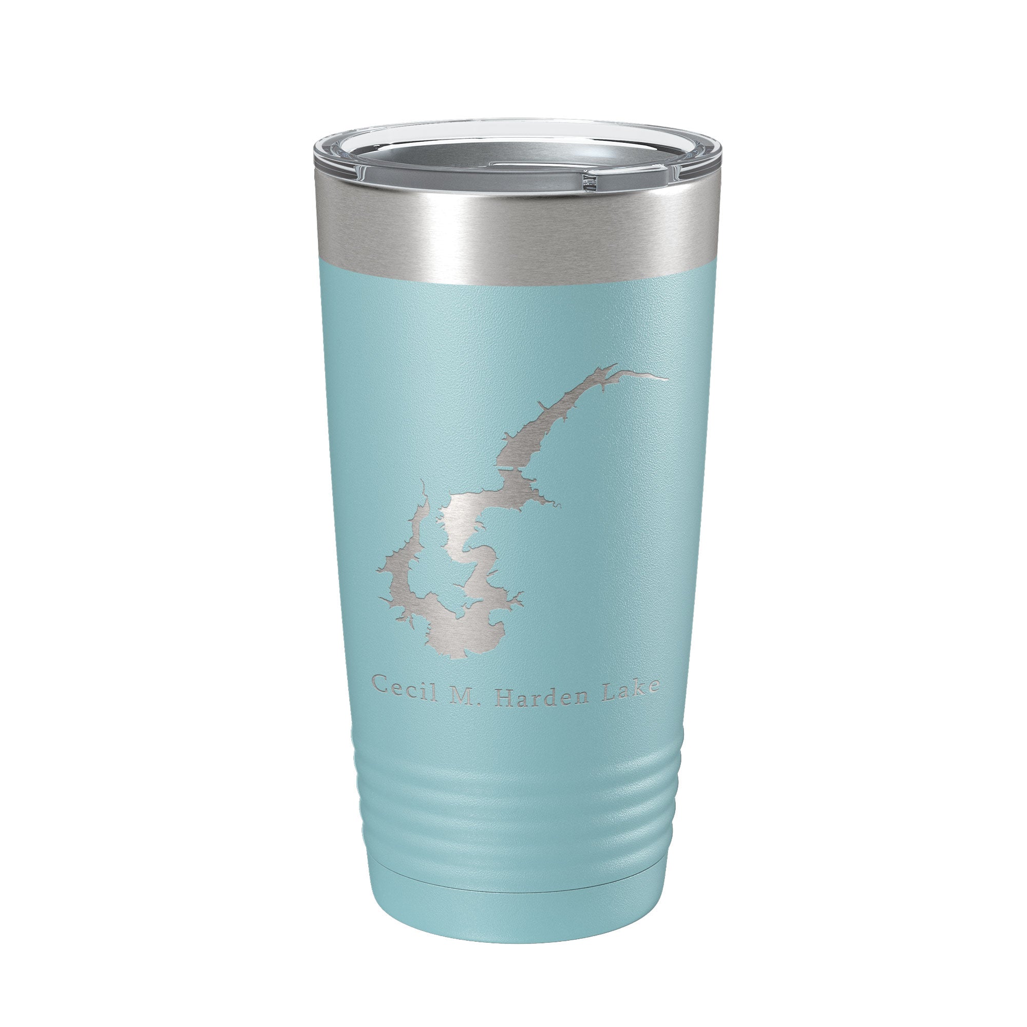 Cecil M. Harden Lake Map Tumbler Travel Mug Insulated Laser Engraved Coffee Cup Indiana 20 oz