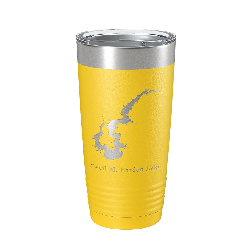 Cecil M. Harden Lake Map Tumbler Travel Mug Insulated Laser Engraved Coffee Cup Indiana 20 oz