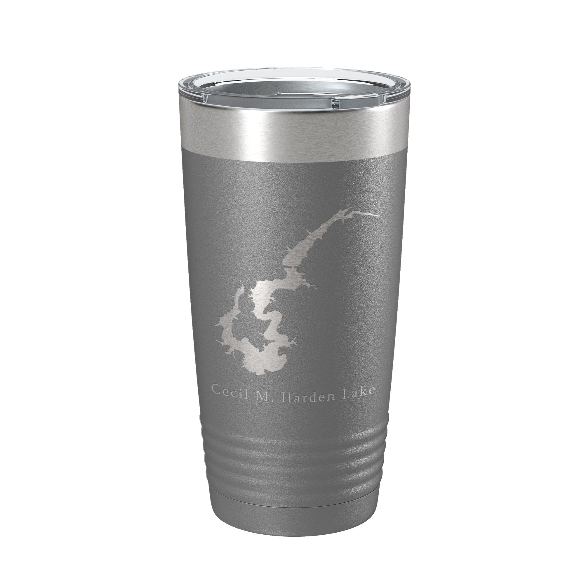 Cecil M. Harden Lake Map Tumbler Travel Mug Insulated Laser Engraved Coffee Cup Indiana 20 oz