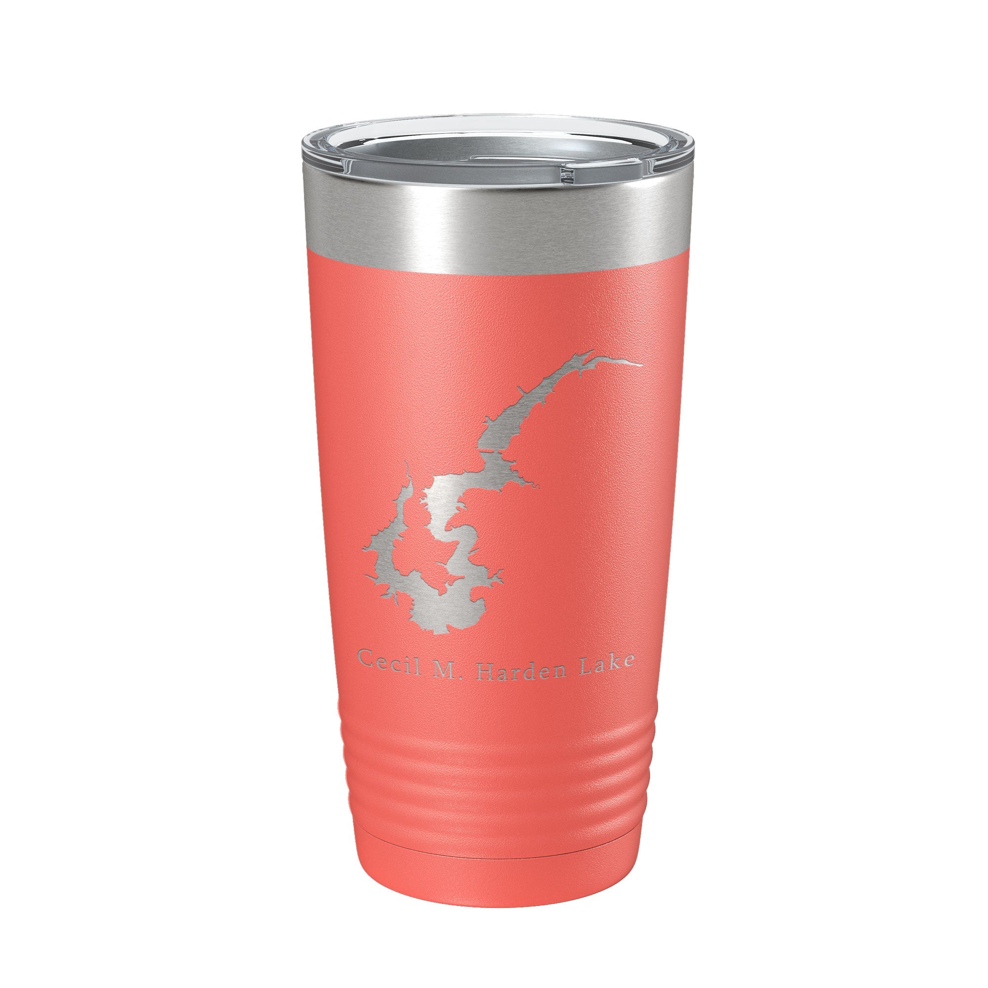 Cecil M. Harden Lake Map Tumbler Travel Mug Insulated Laser Engraved Coffee Cup Indiana 20 oz
