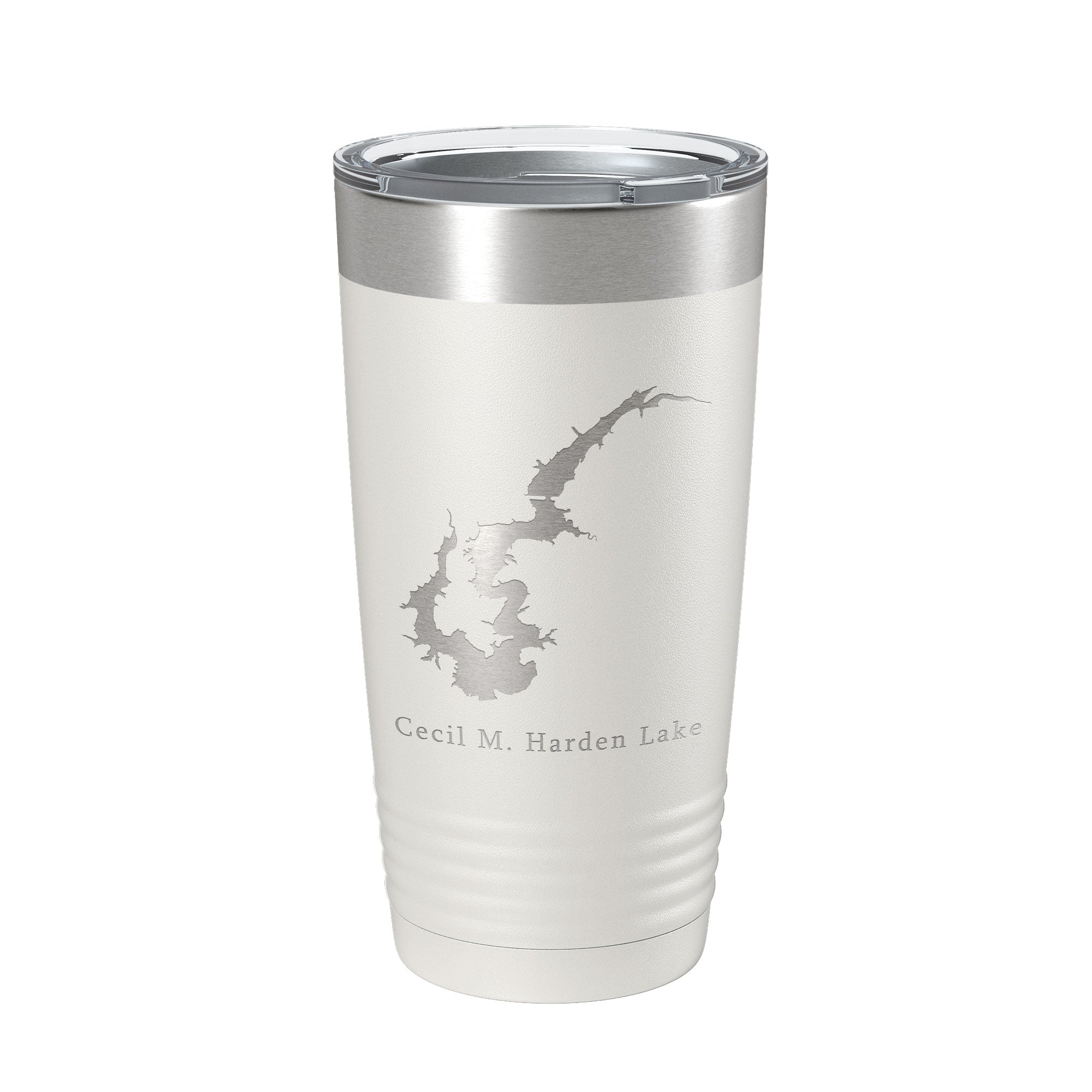 Cecil M. Harden Lake Map Tumbler Travel Mug Insulated Laser Engraved Coffee Cup Indiana 20 oz
